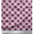 thumbnail image 1 of Soimoi Purple Poly Georgette Fabric Diagonal Check Printed Fabric 1 Yard 42 Inch Wide, 1 of 3