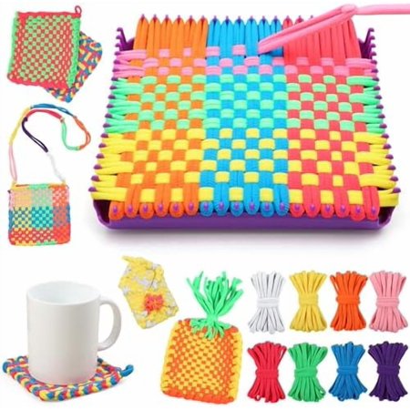 Weaving Loom Kit Toy - Birthday Gifts for Kids 6 7 8 9 10 11 12 Years Old - Arts and Crafts Kit for Girls Ages 6-8 10-12 DIY Potholder Knitting Kit with Loops$$