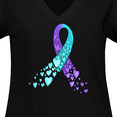 thumbnail image 4 of Inktastic Suicide Prevention Ribbon with Blue and Purple Hearts Women's Plus Size V-Neck T-Shirt, 4 of 5