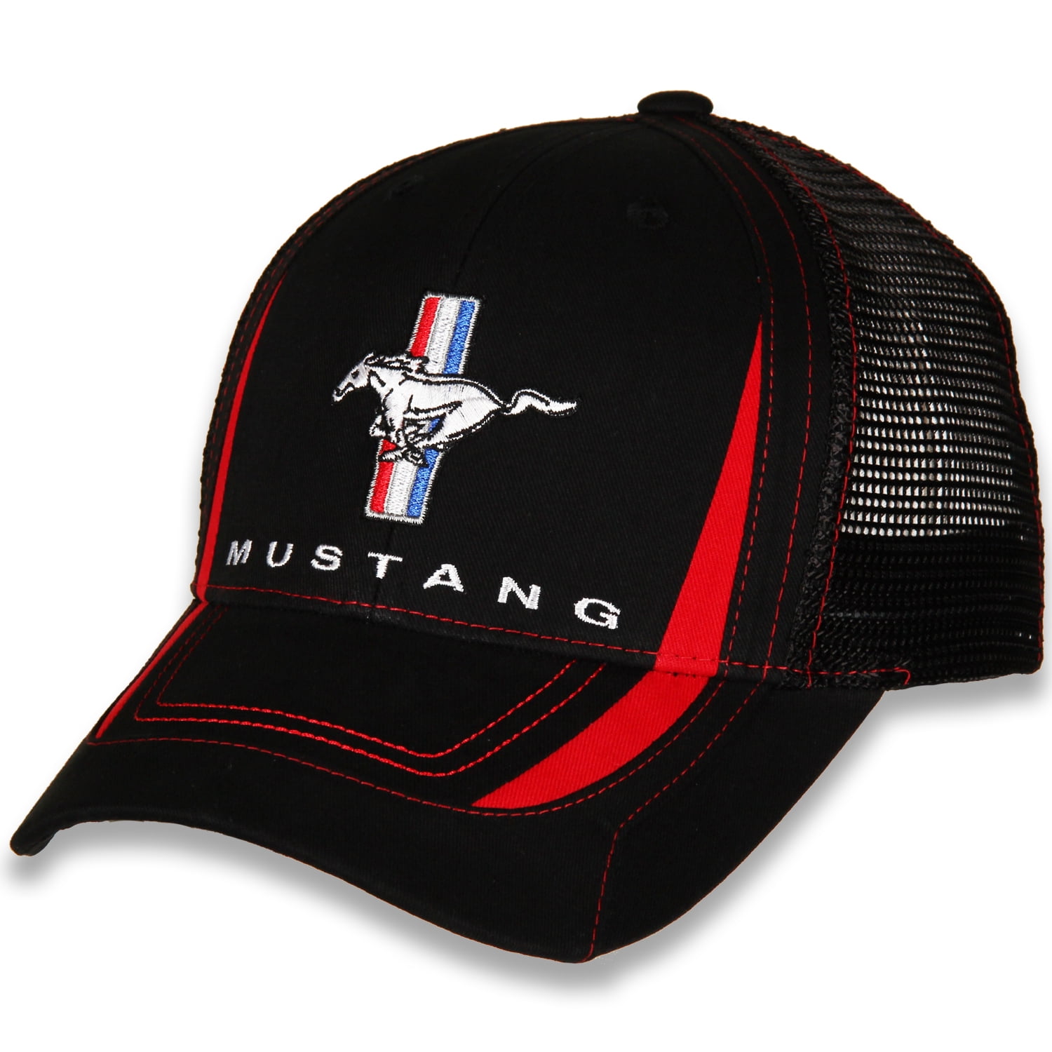 Ford Mustang Red and Black Mesh Hat