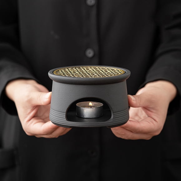 Bewildely Calentador de tetera Portavelas Cerámica para hotel Azul Teteras Negro