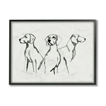 Stupell Industries Trio of Dogs Minimal Black Grey Pet Sketch Black Framed, 11 x 14, Design by Grace Popp