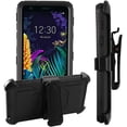 thumbnail image 1 of Mignova LG K30 Case, Rugged Plastic Heavy Duty Armor Holster Defender Full Body Protective Hybrid Case Cover with Belt Swivel Clip and Kickstand for LG Aristo 4+/Arena 2/Prime 2/ LG X2 Case (Black), 1 of 7