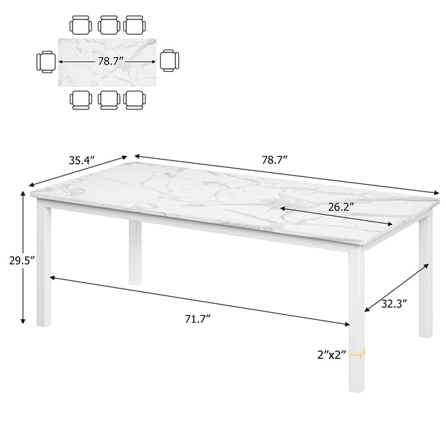 Kojooin Farmhouse Dining Table for 6 to 8, Large Rectangular Kitchen Table with Sturdy Metal Legs for Dining or Office Areas