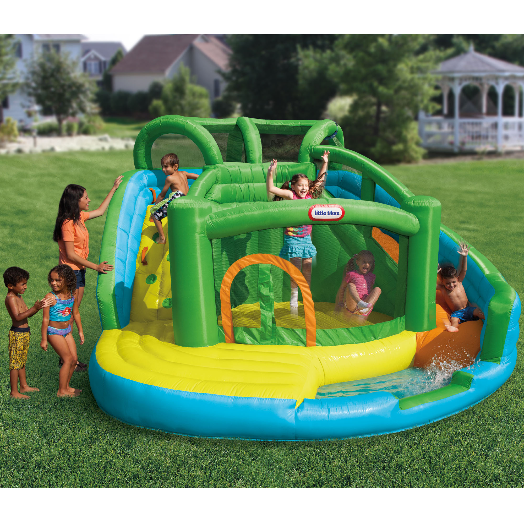 Little Tikes 2-in-1 Wet 'n Dry Inflatable Water Park with 2 Water Slides and Bounce House Including Blower, Kids Outdoor Backyard Playground Toy, Fits up to 4 Kids, Boys Girls Ages 3 4 5+ - image 4 of 6
