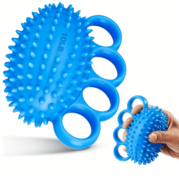 Kaleduo 4-Finger Hand Exercise Therapy Ball, 10LB Spike Grip Strengthening Stress Relief Ball, Hand Resistance Strength Trainer for Finger Flexibility Improvement & Rehabilitation