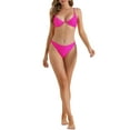 thumbnail image 2 of INSPIRAR CHIC Conjuntos de Bikini de Mujer con Halter y Aros 2 Piezas con Tirantes Ajustables y Parte Inferior en Triángulo Trajes de Baño Pequeños Rojos, 2 of 5