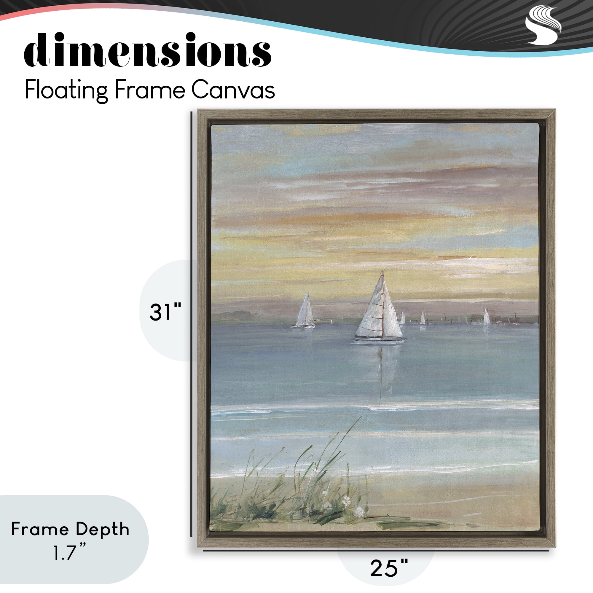 Stupell Industries Coastal Sailboats At Twilight Brown Framed Floater Canvas Wall Art, design by Sally Swatland