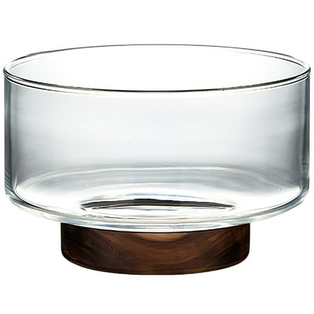 

Glass Fruit Bowl Japanese Style Salad Container Snack Dessert Holder with Wooden Base