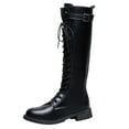 thumbnail image 1 of B91xZ Comfortable Boots for Women Low Heel Round Toe Zipper Knee High Riding Boots,Black 8, 1 of 5