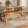 thumbnail image 3 of Finmind 55" Solid Wood Entryway Bench, Narrow Skinny Shoe Bench Seat for Entry, Brown, 3 of 7