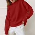 thumbnail image 2 of Womens Solid Sweatshirt Crew Neck Tops Long Sleeve Pullover Sweater Blouses Lounge Warm Thermal Sweatshirt Fall Outfits 2025 Loose Fit Clothes, 2 of 6