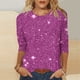 thumbnail image 1 of Tejiojio Women's Sequin Top Round Neck 3/4 Sleeves Sparkly Casual Party Blouse S-2XL, 1 of 5