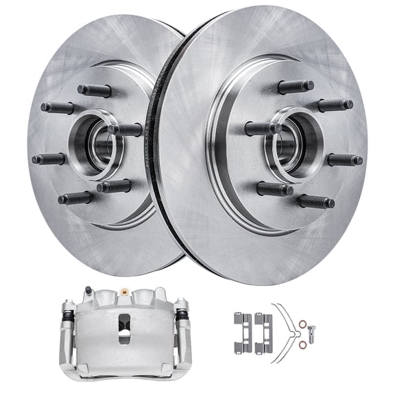 Detroit Axle - RWD Front Brake Kit for 05-08 Ford F-150 06-08 Lincoln Mark LT 2005 2006 2007 2008 6 Lugs Front Disc Rotors Left Brake Caliper w/ bracket Replacement - 3pc Set