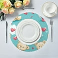 thumbnail image 3 of WOBOGO Adorable Teddy Bears Heart Pattern Round Placemats Set of 4 Heat Resistant Washable Kitchen Table Decorations 15.4in, 3 of 7