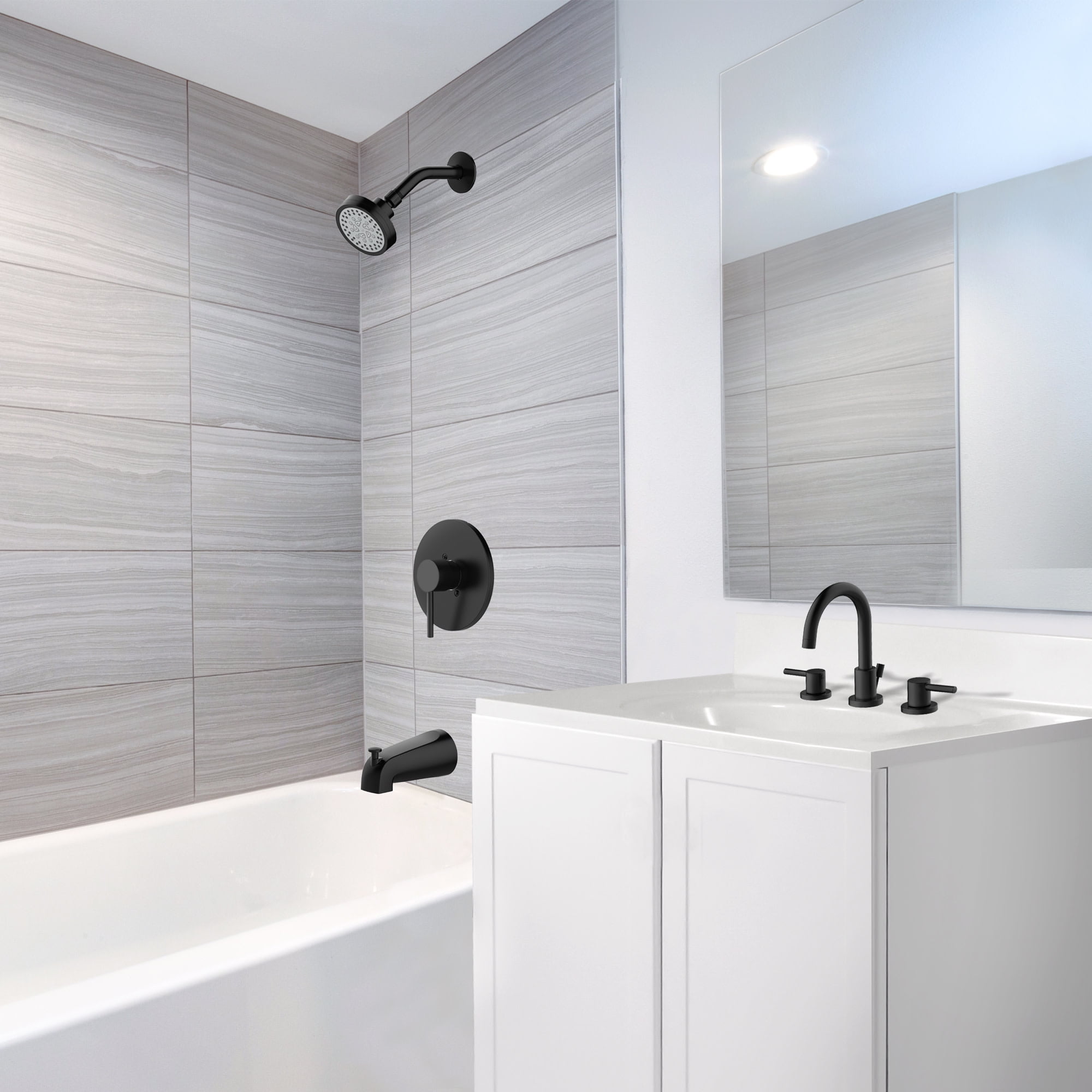 Design House Eastport II Badezimmerarmatur – Weit Verbreitet, Matt Schwarz, Mit 2 Griffen, 20 Cm Auslaufhöhe, Für Waschbecken