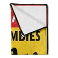 thumbnail image 2 of Zombie Soft Flannel Fleece Throw Blanket, Beware of the Zombies Fiction Humor Sign Warning Emblem Modern Graphic Art, Cozy Plush for Indoor and Outdoor Use, 50" x 70", Yellow Black Red, by Ambesonne, 2 of 5