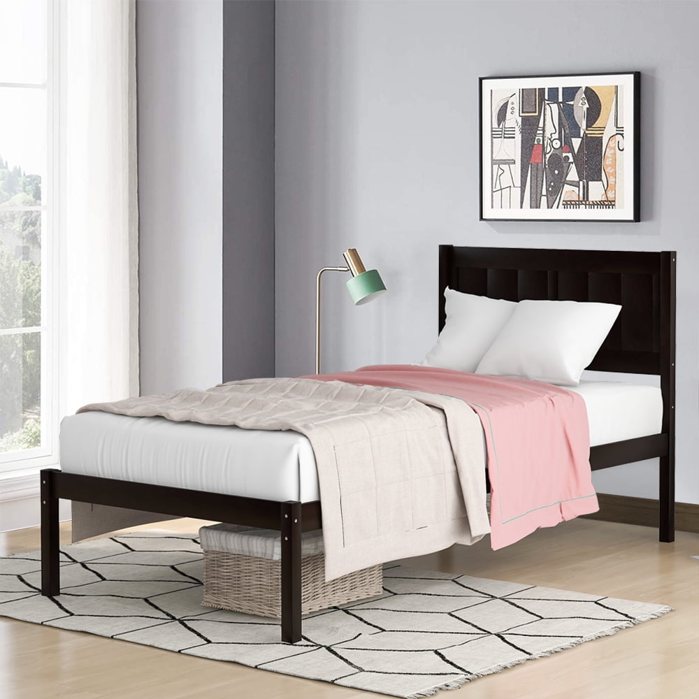 Wood Platform Bed Twin Size, Modern Heavy Duty Platform Bed with