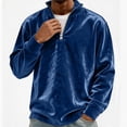 thumbnail image 5 of Qualvora Mens Velour Quarter Zip Pullover, Long Sleeve Stand Collar Sweatshirt with Metal Zipper, Loose Fit Solid Color Top, Fall Winter Party Night Out Wear for Men, 5 of 7