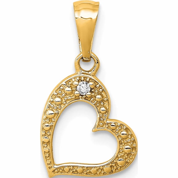14K Yellow Gold .01Ct. Diamond Heart Pendant Made In India -Jewelry By Sweet Pea