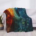 thumbnail image 3 of Yiaed Red And Blue Fire Peacock Print Blanket Throw Blanket Soft Cozy Flannel Blanket for Home Bed Sofa Couch Chair-80"x60", 3 of 6
