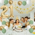 thumbnail image 3 of 21st Birthday Decorations, Sage Green Gold 21st Birthday Decorations For Her, Including Happy Birthday Banner, Cake Topper, Balloons Set For Birthday Party Supplies, 3 of 6