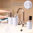 thumbnail image 4 of iMucci 8 Pieces White Bathroom Accessories Sets - Trash Can with Swing Lid, Soap Dispenser, Self Draining Soap Dish, Toilet Brush with Holder, Toothbrush Holder, Mouthwash Cup, Qtip Holder Dispensers, 4 of 7