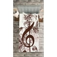 thumbnail image 3 of Ambesonne Music Quilted Bedspread Set 2 Pcs, Floral Design with Birds, Twin Size, Chestnut Brown White, 3 of 3