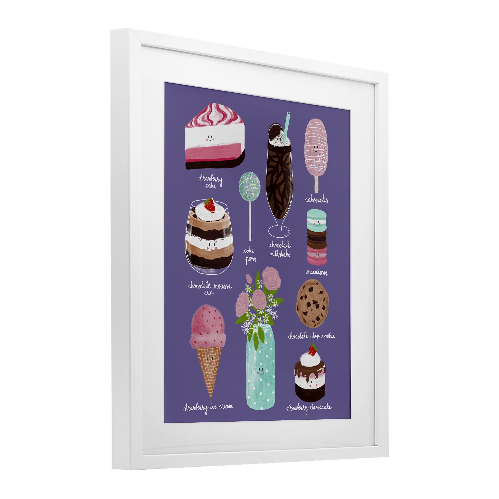 Stupell Industries Decadent Desserts & Flowers White Framed Print Under Glass, design by Metka Hiti