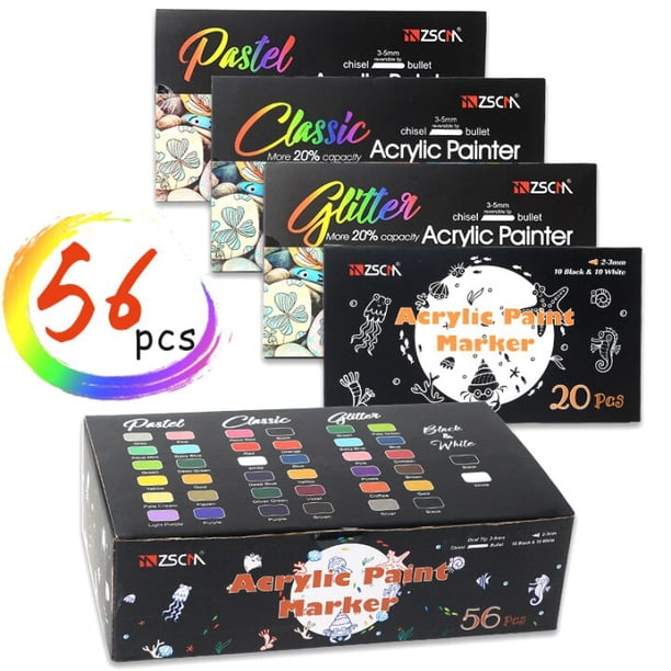 ZSCM 12/21/48/56/60 Gran capacidad Duradero y hermoso Juego de pinceles de pintura acrílica con brillo líquido Marcadores Envío gratis marcadores para desenho rotuladores lettering punta pincel rotul