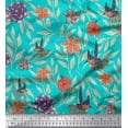 thumbnail image 1 of Soimoi Green Modal Satin Fabric Flying Bird & Floral Fabric Prints by Yard 42 Inch Wide, 1 of 1