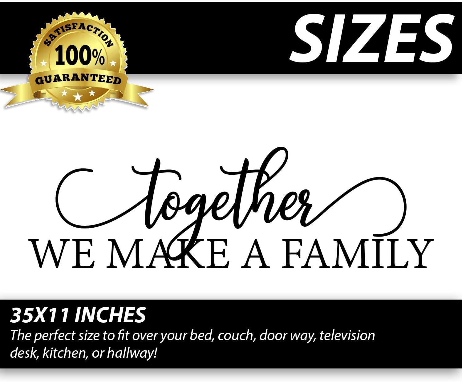 QTH Family Wall Decals for Living Room Decor Family Wall Decor Wall Stickers Decorations Art Bedroom Wall Decor Quotes Love Decals for Home Word Sayings Home Gifts