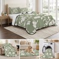 thumbnail image 6 of Twin XL Quilt Set 68''x98'', White Spring Floral Lightweight Bedspread Coverlet Set with 2 Pillow Shams, Summer Flowers Sage Green Pastoral Breathable All Season Quilt Bedding for Dorm/Guest Room, 6 of 9