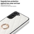 thumbnail image 6 of for Galaxy S22 Case, Upgrade Lens Protection PU Leather Cover Built-in 360° Rotatable Folding Ring Bracket Internal Diamond-Shaped Texture Shockproof Protective Shell, White, 6 of 10