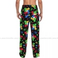 thumbnail image 4 of Mens Woman Casual Pajama Long Pant Loose Elastic Waistband Autism Awareness Colorful Puzzle Piece Cozy Sleepwear Home Lounge Pants, 4 of 7