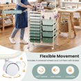 thumbnail image 4 of 14-Drawer Rolling Storage Cart with Metal Tabletop and Pegboard, Scrapbook Paper Office School Organizer,Gradient Green, 4 of 8