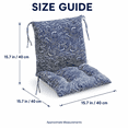 thumbnail image 3 of High-Back Chair Cushion, 16 x 16in One-Piece Seat and Back Pad for Indoor or Outdoor Use, Rain-Resistant Rocking Chair Replacement for Porch, Patio and Home Office, Blue, 3 of 6