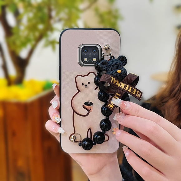 Lulumi-Phone Case For Nokia XR20, phone case Anti-knock protective case Simplicity Dirt-resistant Bear bracelet soft case Black pearl pendant Waterproof cute Skin-friendly feel Cartoon