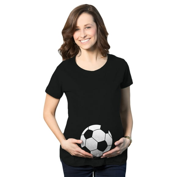 Maternité Soccer Balle Grossesse Tshirt Mignon Soccer Maman Sport Tee pour Maman d'Être (Noir) - S