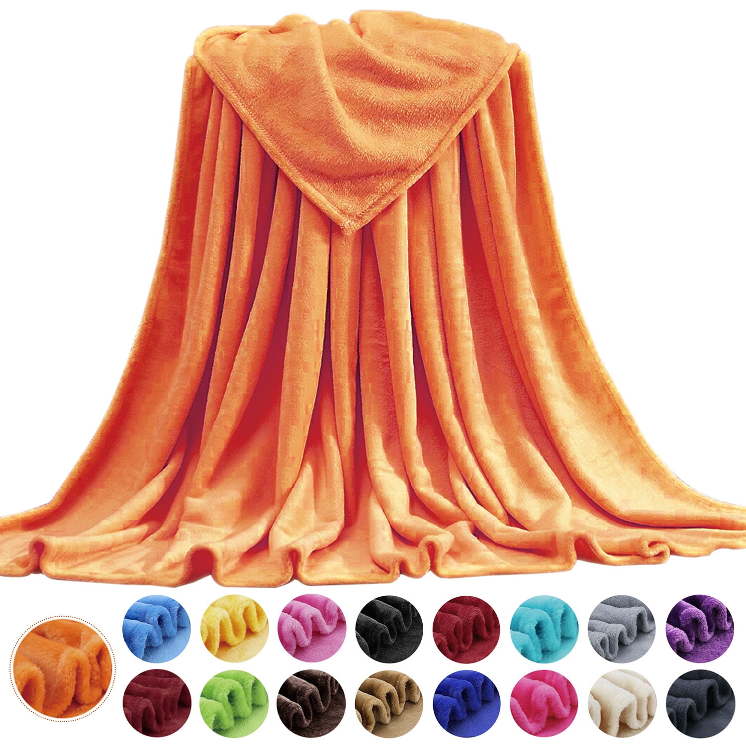 Howarmer Large Orange Fleece Throw Blankets, Throw Size Soft Fuzzy Blanket for Women Men and