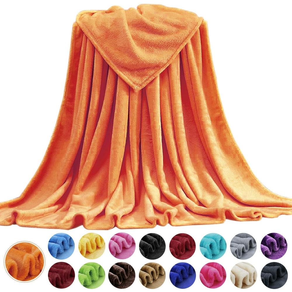 Howarmer Large Orange Fleece Throw Blankets, Queen Size Soft Fuzzy