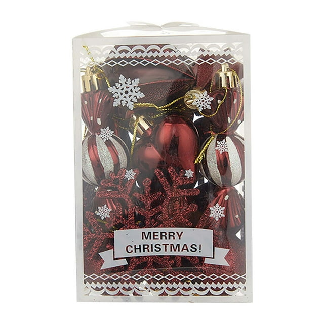 Fiudx Juego de Bolas Navideñas con Purpurina Pintada a Mano, con Copos de Nieve y Corazones, Adornos para Árbol de Navidad, Manualidades, Decoración para Fiestas, Juego de 26 Piezas, Empaquetado En C