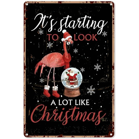 Funny Flamingo Gifts Just A Girl Who Loves Flamingos and Beaches Tin Sign Decoration Vintage Chic Metal Poster Wall Decor Art Gift for Party Bathroom Bedroom 12x8 inch