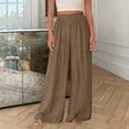 thumbnail image 3 of Wide Leg Trousers Women Ruched Elastic Waist Palazzo Pants with Pockets Summer Trendy Womens Clothes, 3 of 7