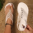 thumbnail image 2 of HVOBTTY Women's Summer Fashion Casual Comfortable Round Toe Open Toe Back Elastic Strap Flat Sandals White, 40, 2 of 5