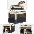 thumbnail image 4 of JERFIT Portable Soft Dog Crate with 3 Doors, Foldable Travel Pet Kennel for Medium Large Dogs, Ventilated Oxford Fabric Carrier with Storage Pocket, White & Blue, 4 of 6