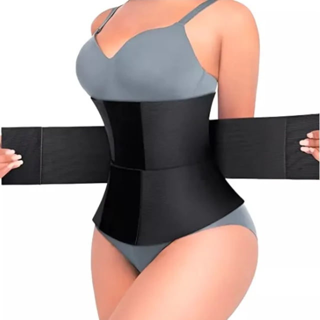 Faja Postparto Embarazo Tres Velcros Colombiana Reductiva Modelo Negro Talla M