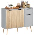 thumbnail image 1 of HOMCOM Buffet Armoire de Rangement avec Tiroir, Gris et Bois Naturel, 1 of 10