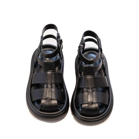 QUDDERR Toddler Kids  Baotou Flat Sandals for Girls Rubber Beach Shoes for Summer Little Girls Soft Flat Size 1-13.5M