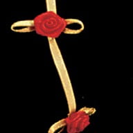 The Ribbon People Gold and Red Rose Craft Garland 0.5" x 10 Yards